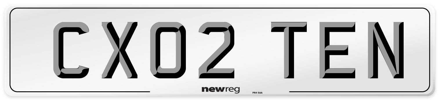 CX02 TEN Number Plate from New Reg